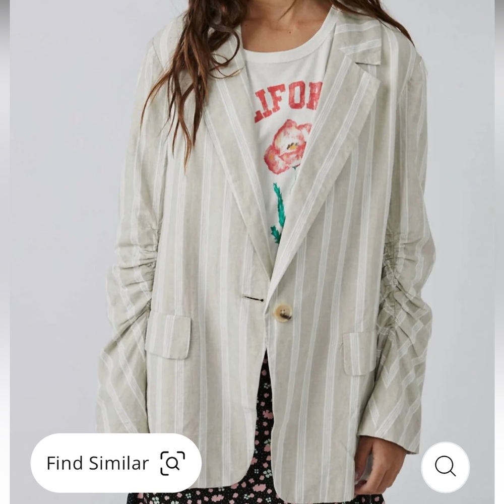 FREE PEOPLE Fern Blazer In Dusty Beige. Size XL